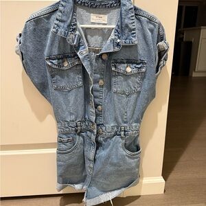 Denim Button-Up Romper
